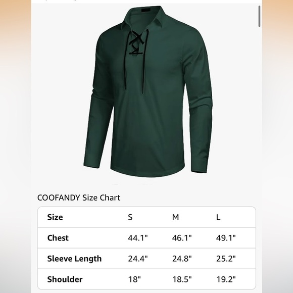 NWT Stylish Dark Green Lace-Up Men's Shirt Medium - Picture 6 of 8